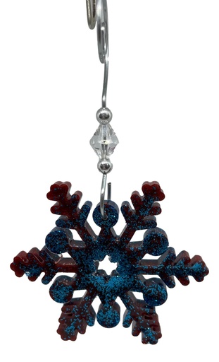 [20152] Blue Glitter Snowflake Tree Ornament