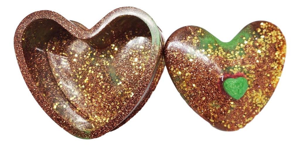 Gold, Copper with Hints of Green Heart Trinket Box