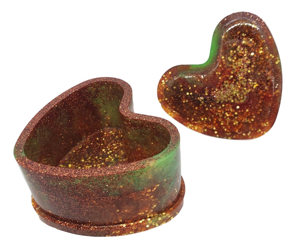Gold, Copper with Hints of Green Heart Trinket Box