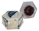 Clear Hexagon Trinket Dish With Flowers