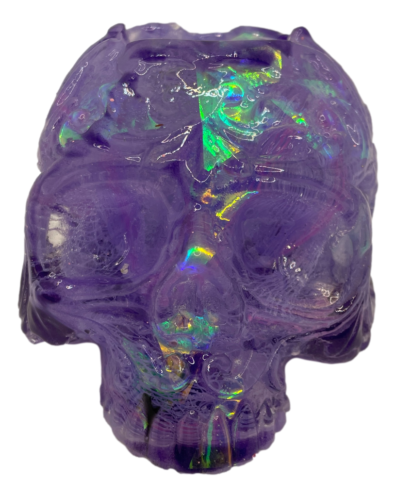 Purple Holographic Small Skull Planter