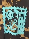 Dark Brown Bleach Tye-Dye Tee - Nautical Stamp - L