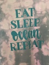 Soft Pink Tye-Dye Tee - Eat Sleep Ocean Repeat - Teal - M