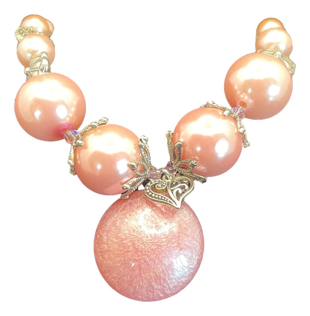 Pink & Silver-tone Bead Necklace