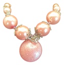 Pink & Silver-tone Bead Necklace