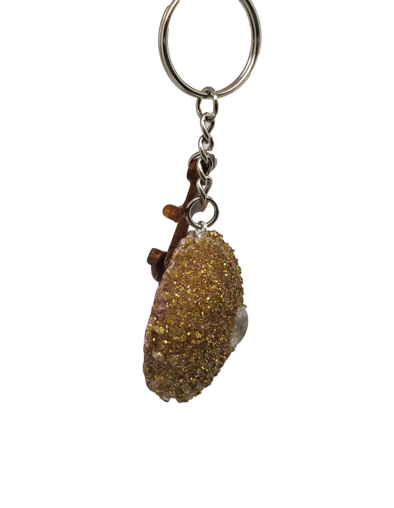 Gold Glitter Sea Urchin Keychain