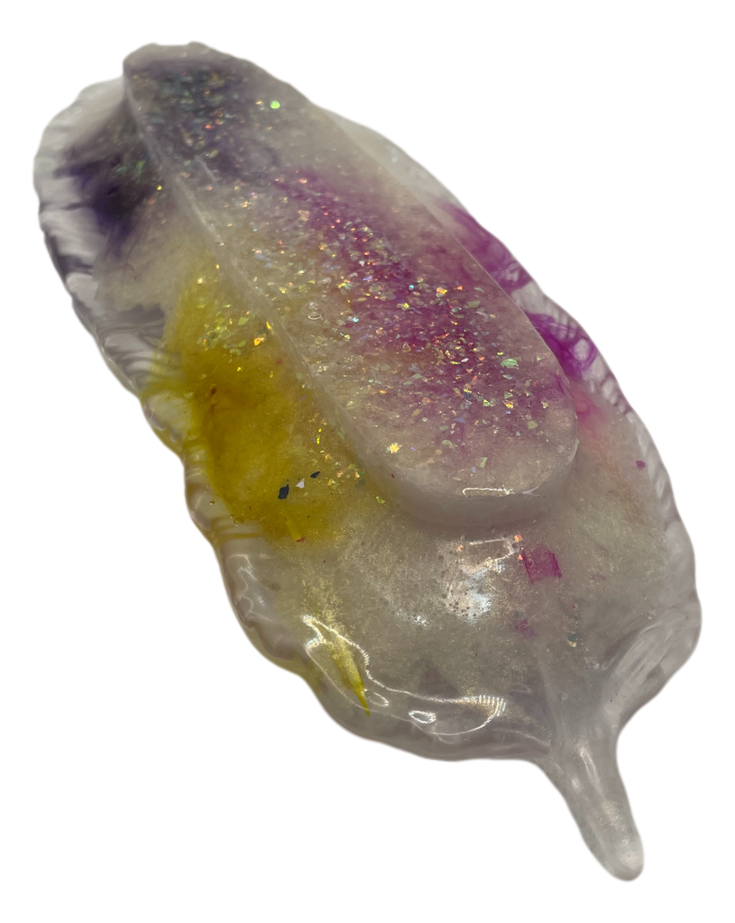 Colourful Feathers in a Resin Feather Tray
