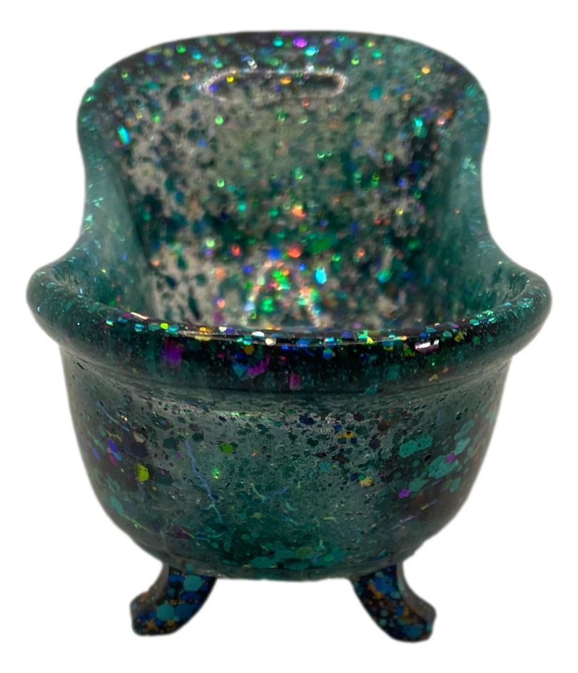 Teal Glitter Bathtub Soap Dish