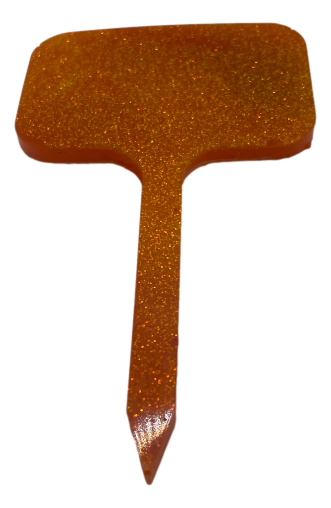 Orange Glitter Sign Plant Stake