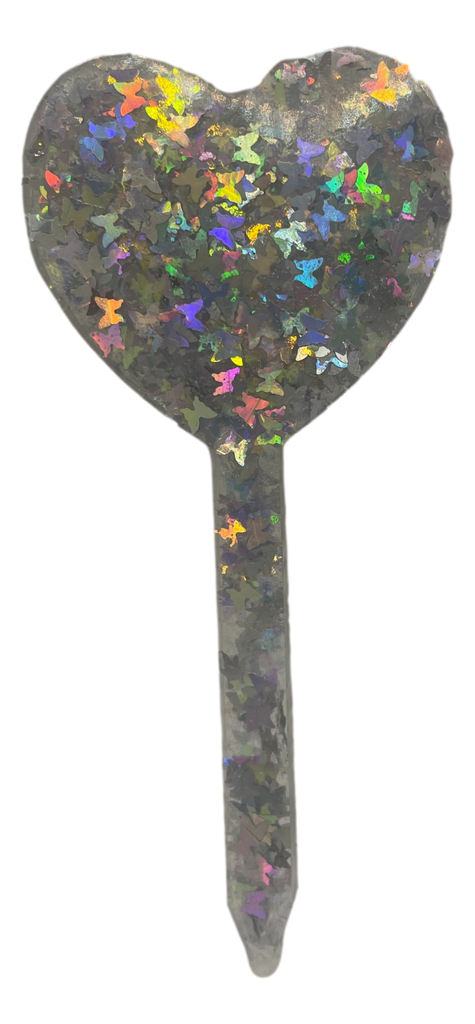 Butterfly Holographic Glitter Heart-shaped Plant Stake