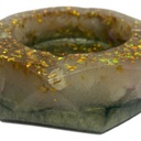 Diamond-cut Resin Ashtray - Green & Gold