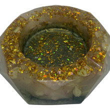 Diamond-cut Resin Ashtray - Green & Gold