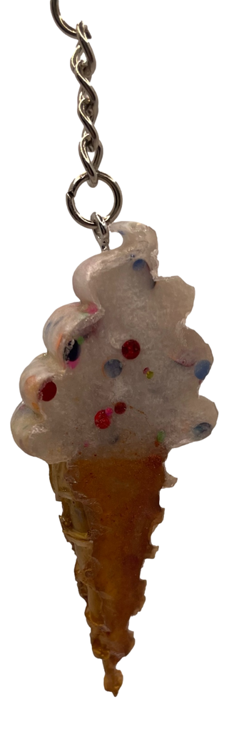 Sprinkle Vanilla Ice Cream Cone Keychain