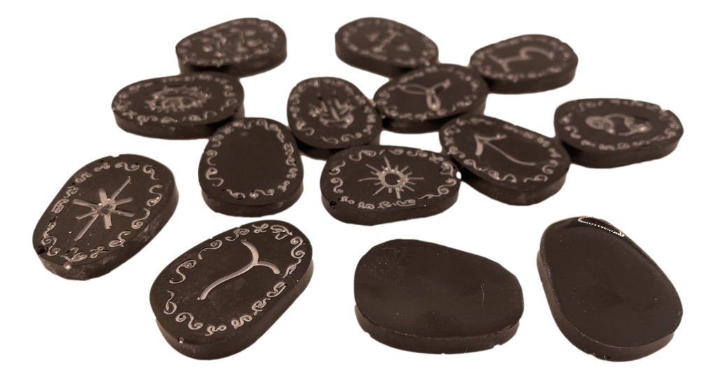Black & Silver 14 Piece Resin Rune Set