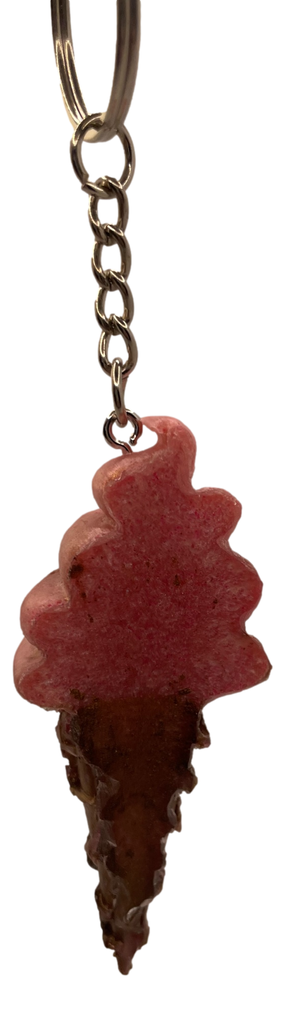 Strawberry Ice Cream Cone Keychain