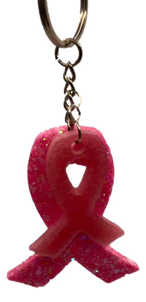 Pink Cancer Ribbon Keychain - 2 Pc
