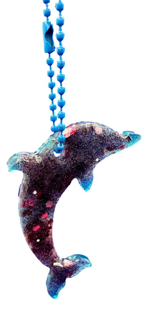 Purple Sparkling Leaping Dolphin Keychain