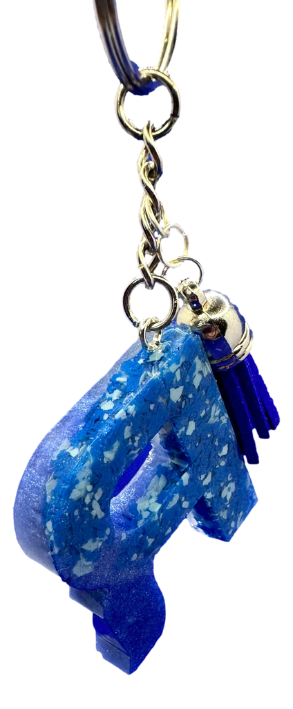 Blue Camo Resin Initial Keychain - R
