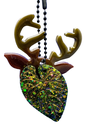 Brown Deer Head with Green Leaf Keychain