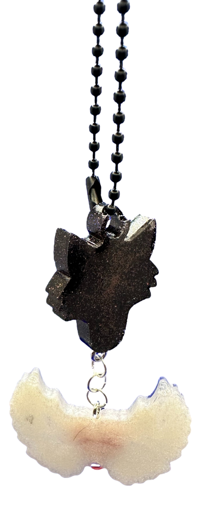 Black Wolf w/White Angel Wings Keychain