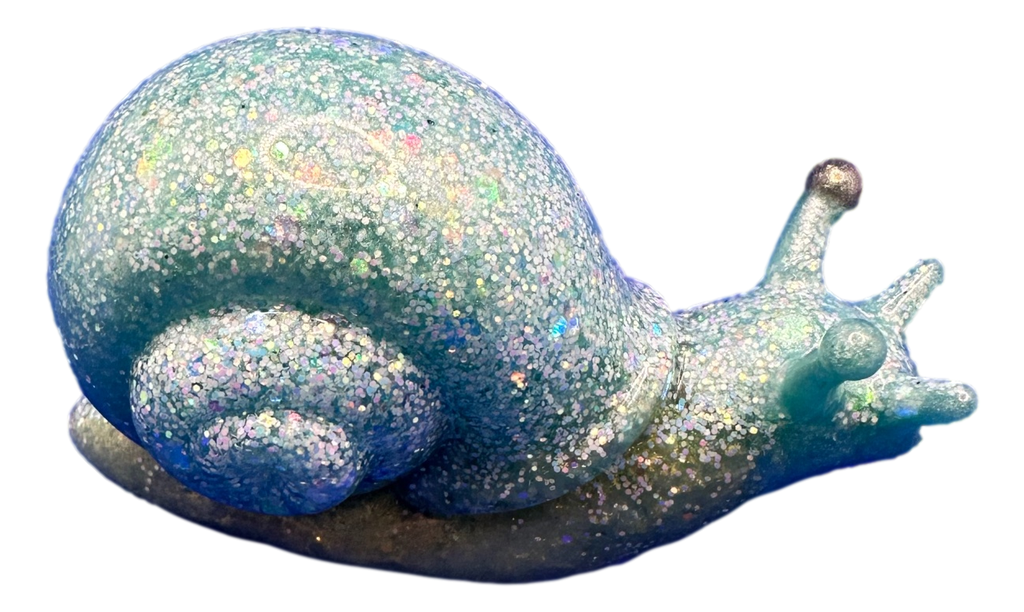 Light Blue & Green Resin Snail