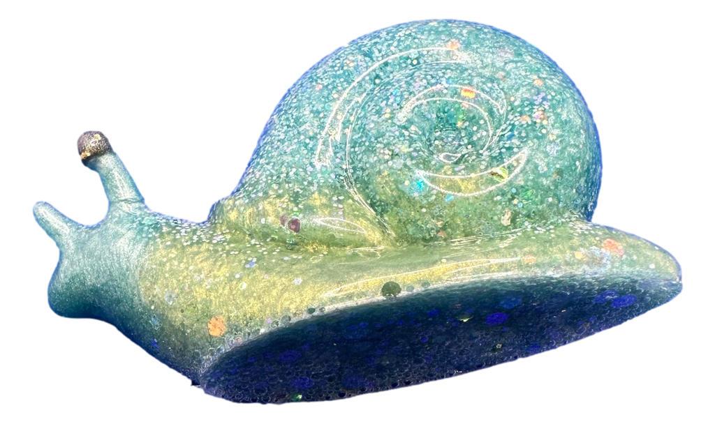 Light Blue & Green Resin Snail
