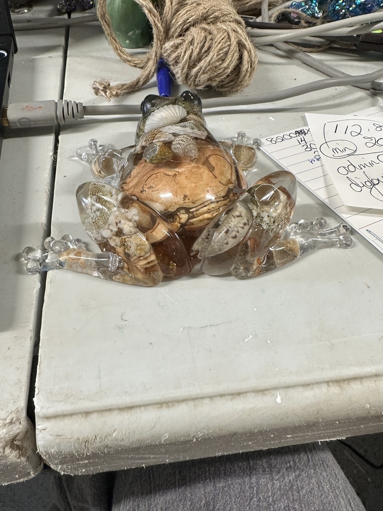 Clear Resin Frog with Shells & Crab Embedded