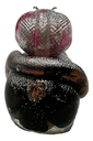 Cobra Snake Skull 3D - Silver with Flowers