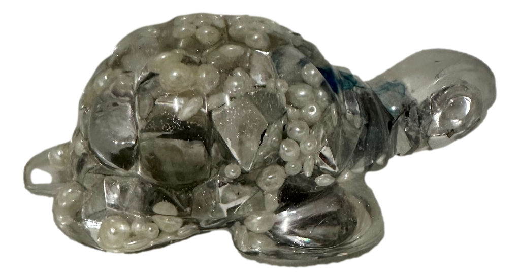 Clear Large Resin Turtle with Mixture of Items Inside