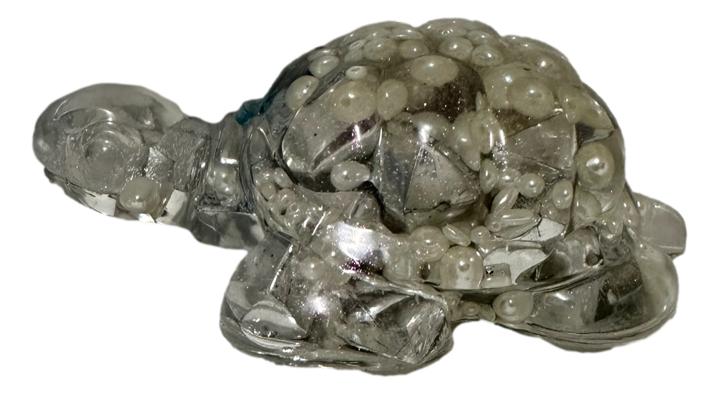 Clear Large Resin Turtle with Mixture of Items Inside