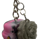 Black & Pink Steampunk Skull Keychain