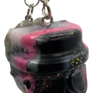 Black & Pink Steampunk Skull Keychain