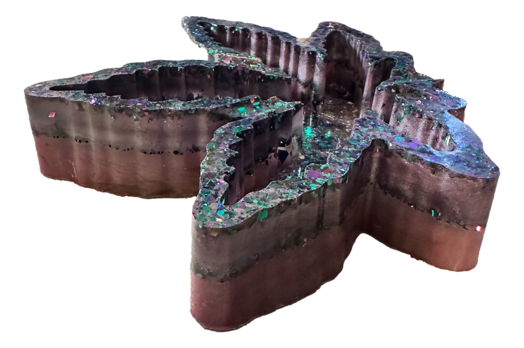 Multi-colour Purple Glitter Pot Leaf Ashtray