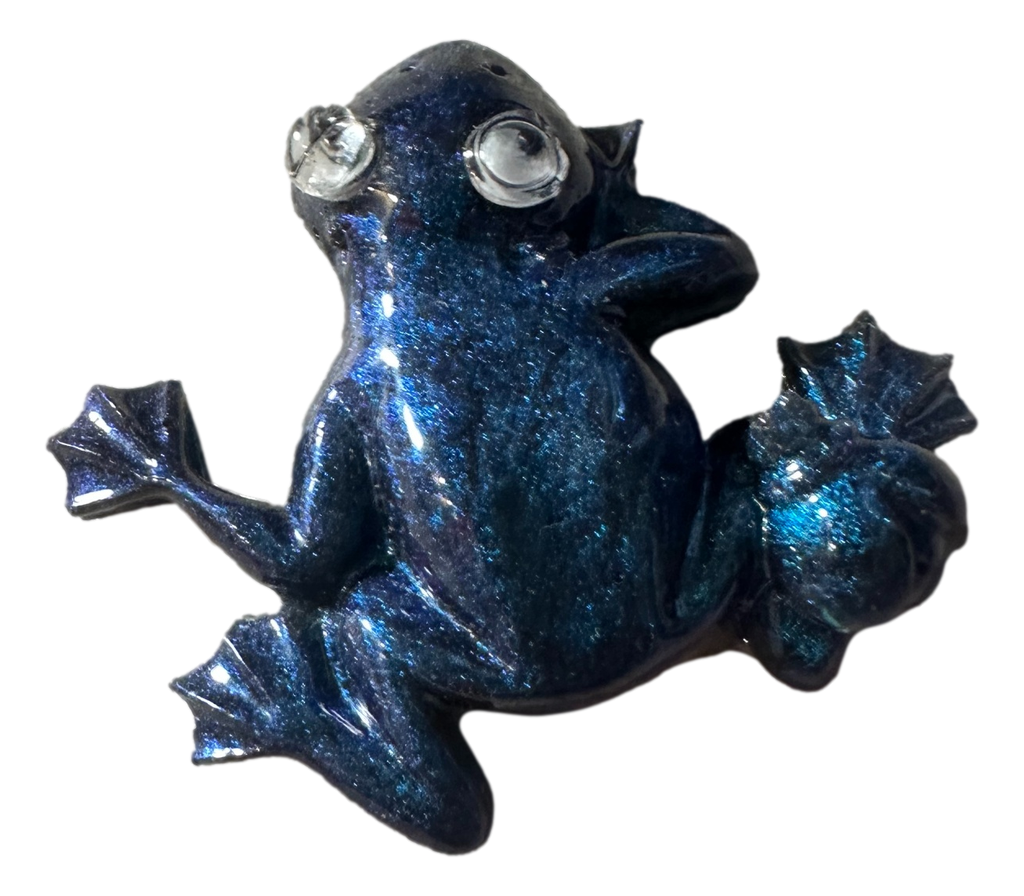 Gorgeous Rich Blue Frog with Google Eyes