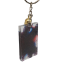 Dark Ink Rectangle Key Chain with Tassel Charm