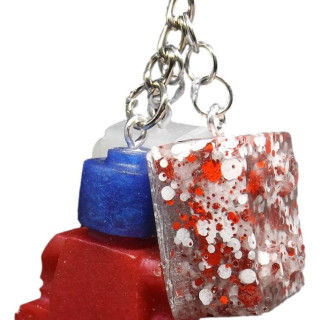 Red, White & Blue Lego Keychain