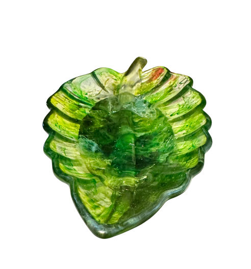 Tranquil Translucent Greenery Resin Leaf Dish