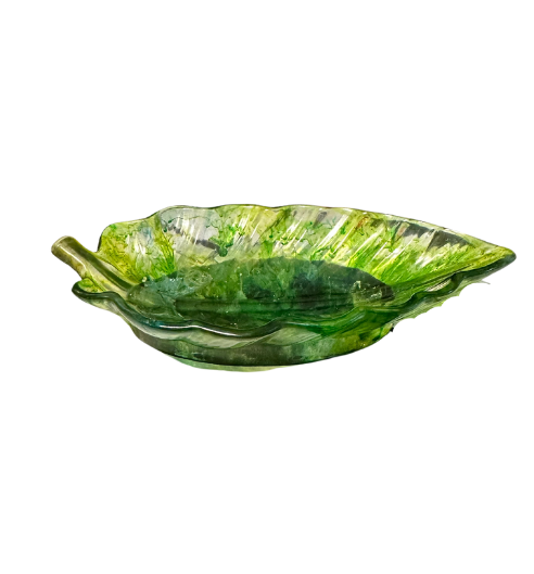 Tranquil Translucent Greenery Resin Leaf Dish