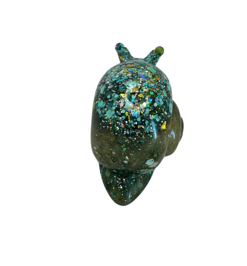 Golden Green Glitter Resin Snail