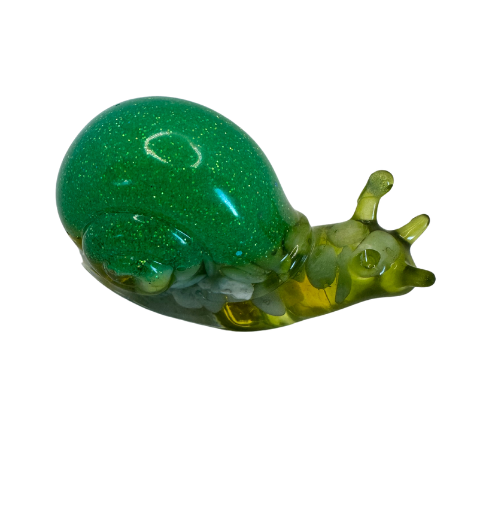 Brilliant Green Glitter with Stones Resin Snail