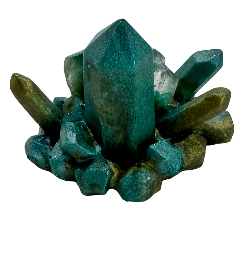 Teal & Green Resin Spike Cluster