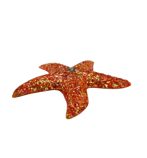 Brilliant Orange Glitter Resin Starfish