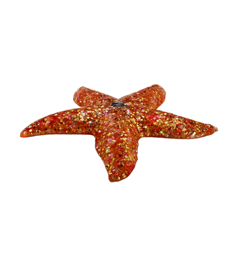 Brilliant Orange Glitter Resin Starfish