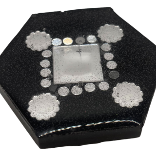 Black Hexagon with Silver-tone Gems Phone Socket
