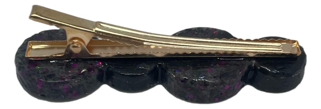 Black Purple Glitter Hair Clip