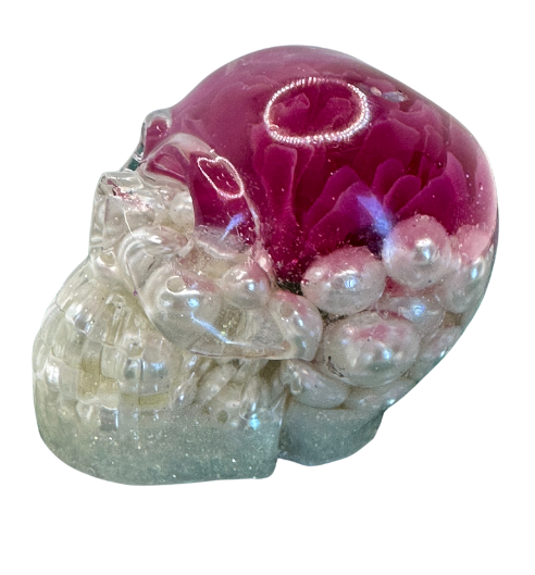 Pearl Petal Perfection Resin Skull