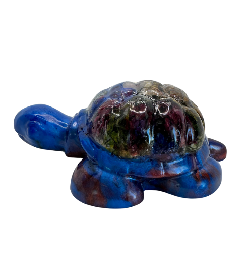 Azure Blossom Shell Resin Turtle