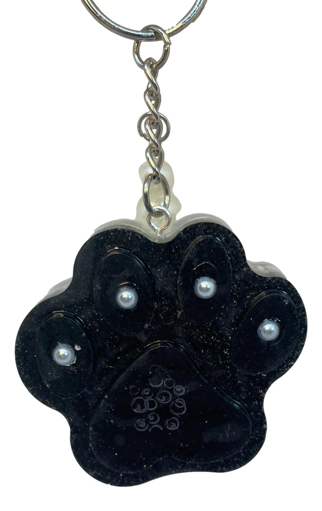 Black and Silver Paw Print Key Chain