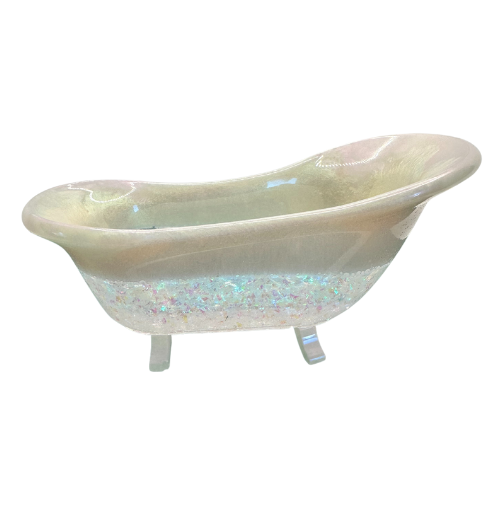 Pink Pearl Shimmer Bathtub Resin Soap Dish