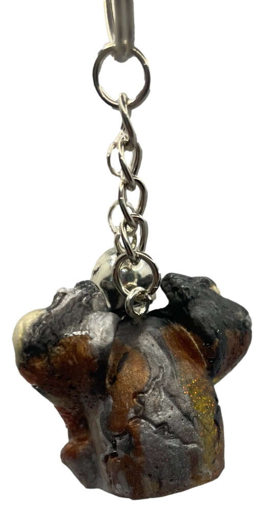 Black, Silver & Copper Snake Skull Keychain